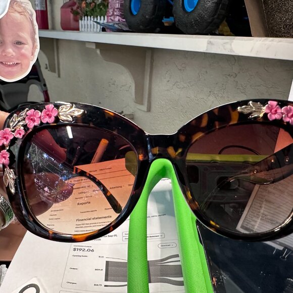 Chic Cat Tortoise Shell Sunglasses Fairmarry Pink Roses - Picture 12 of 12